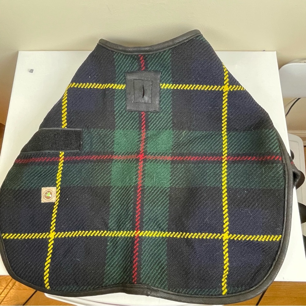 Chili Dog Navy Tartan Plaid Wool Blanket Dog Coat 15” x 9.5” - Picture 8 of 10